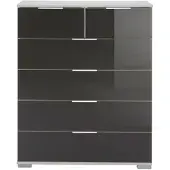 Wimex Schubladenkommode Easy Plus Kommode 82x41x102cm Farbe wählbar,weiß / Grauglas