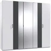 Wimex Drehtürenschrank Kreta Kleiderschrank 225cm weiß graphit (18286)
