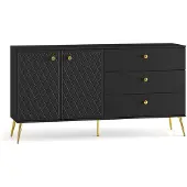 Feldmann-Wohnen Sideboard Eljot Kombikommode 160x40x85cm Schwarz Goldfarben