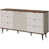 Feldmann-Wohnen Sideboard Marly Schubladenkommode 160x40x82cm Farbe wählbar 1-türig,Kaschmir / Walnuss