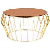 Feldmann-Wohnen Couchtisch Ariana A Glastisch 80x80x45cm Bernsteinfarben Gold
