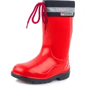 Ladeheid Kinder Mädchen Jungen Gummistiefel mit Stulpe LA-972 (Rot/Schwarz, 22 EU)