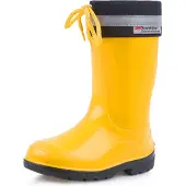 Ladeheid Kinder Mädchen Jungen Gummistiefel mit Stulpe LA-972 (Gelb/Schwarz, 35 EU)