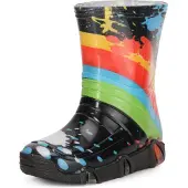 Ladeheid Kinder Mädchen Jungen Gummistiefel Gefüttert Swk2020BW (Schwarz Muster-34, 27/28)