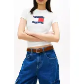 Tommy Hilfiger Tjw Slim Wavy Flag T-shirt Ecru Größe: XS | Hemden Outlet | Damen | Braun
