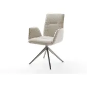 DELIFE Drehstuhl Vinja-Flex Webstoff Soft Beige Kreuzgestell breit Graphit 360° drehbar Wippfunktion