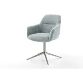 DELIFE Drehstuhl Pejo-Flex Chenille Pastellblau Fußkreuz Edelstahl 360° drehbar Wippfunktion Taschenfederkern