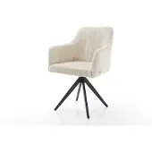 DELIFE Esszimmerstuhl Greg-Flex Cord Beige Kreuzgestell kantig Schwarz Taschenfederkern