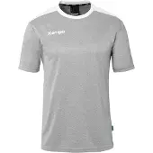 Kempa Trainingsshirt "Trainings-T-Shirt Emotion 27 Kids", Kinder, Gr. 116, grau (schwarz grau melange, weiß), Obermaterial: 100% Polyester Pol. recyc.., Shirts Trainingsshirt