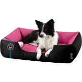 BedDog Hundebett LUPI Hundesofa Hundekissen waschbar,BLACK-PASSION (schwarz/pink),(XL) ca. 100x85x23cm
