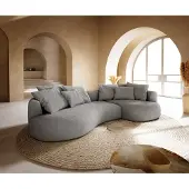 DELIFE Big-Sofa Edina 330x170 cm Strukturstoff Soft Grau