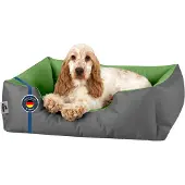 BedDog Hundebett LUPI Hundesofa Hundekissen waschbar,GREEN-ROCK (grau/grün),(S) ca. 55x40x17cm