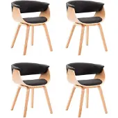 vidaXL Esszimmerstühle 4 Stk. Schwarz Bugholz und Kunstleder