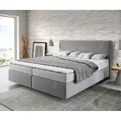 DELIFE Boxspringbett Dream-Well 180x200 cm Mikrofaser Grau mit Matratze und Topper