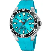 Festina Taucheruhr "Diver Collection", blau (hellblau, hellblau), Armbanduhren, Herren, silberfarben-schwarz, Taucheruhr, Armbanduhr, Quarzuhr, Herrenuhr, bis 20bar wasserdicht, Silikonarmband