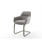 DELIFE Freischwinger Pejo-Flex Strukturstoff Soft Grau Freischwinger flach Effektfinish Titan Taschenfederkern