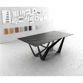 DELIFE Esstisch Edge 200x100cm Laminam Keramik Braun Mittelfuß Flachstahl Schwarz
