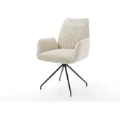 DELIFE Esszimmerstuhl Zoa-Flex Cord Beige Kreuzgestell konisch Schwarz Taschenfederkern