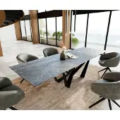 DELIFE Esstisch Edge 200-300x100 Keramik LaminamNero Greco Anthrazit Spider Flachstahl Schwarz ausziehbar