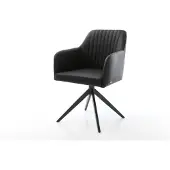 DELIFE Drehstuhl Greg-Flex Echt-Leder Schwarz Kreuzgestell breit Schwarz 360° drehbar Wippfunktion Taschenfederkern