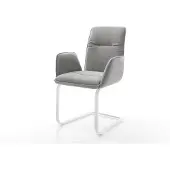DELIFE Freischwinger Vinja-Flex Strukturstoff Soft Grau Freischwinger flach Weiß