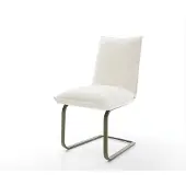 DELIFE Freischwinger Lelio-Flex Bouclé Soft Beige Freischwinger flach Effektfinish Titan Taschenfederkern