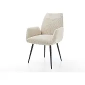 DELIFE Esszimmerstuhl Zoa-Flex Cord Beige 4-Fuß konisch Schwarz Taschenfederkern