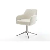 DELIFE Drehstuhl Greg-Flex Teddystoff Beige Fußkreuz Edelstahl 360° drehbar Wippfunktion Taschenfederkern
