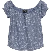 Superdry für Damen. W6012219A Top mit Knöpfen blau (M), Lässig, Viskose, Kurzarm