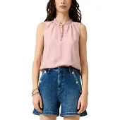 QS Blusentop , Damen, Gr. 38, rosa (light rose), Web, Obermaterial: 85% Viskose, 15% Polyamid, unifarben, normal hüftbedeckend, Rundhals, Blusen Blusentop, Sommertop mit Viskose