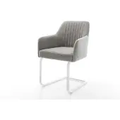 DELIFE Freischwinger Greg-Flex Strukturstoff Soft Grau Freischwinger flach Weiß Taschenfederkern
