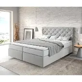 DELIFE Boxspringbett Dream-Great 160x200 cm Mikrofaser Silbergrau mit Matratze und Topper