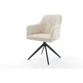 DELIFE Esszimmerstuhl Greg-Flex Cord Beige Kreuzgestell breit Schwarz Taschenfederkern
