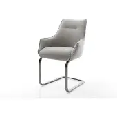 DELIFE Freischwinger Alja-Flex mit Armlehnen Strukturstoff Soft Grau Freischwinger flach Graphit Taschenfederkern
