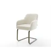 DELIFE Freischwinger Greg-Flex Teddystoff Beige Freischwinger flach Effektfinish Titan Taschenfederkern