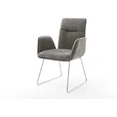 DELIFE Esszimmerstuhl Vinja-Flex Bouclé Soft Schlamm Kufengestell Edelstahl