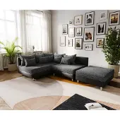 DELIFE Ecksofa Clovis Schwarz Modulsofa Hocker Ottomane Links