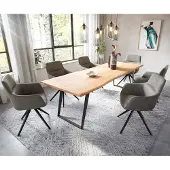 DELIFE Esstisch Edge 260x100 Akazie Natur Metall Schräg Live-Edge