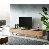 DELIFE Lowboard Stonegrace 220x35 cm Akazie Natur 4 Türen Baumkante
