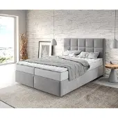 DELIFE Boxspringbett Dream-Fine 140x200 cm Mikrofaser Grau mit Matratze und Topper