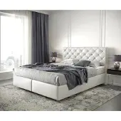 DELIFE Boxspringbett Dream-Great 160x200 cm Kunstleder Weiß mit Matratze und Topper