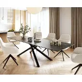 DELIFE Esstisch Edge 300x100cm Keramik LaminamNoir Desir Braun Mittelfuß Kreuz Schwarz
