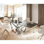 DELIFE Esstisch Edge 300x100cm Keramik LaminamNoir Desir Braun Spider Flachstahl Edelstahl