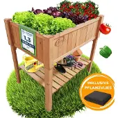 Coemo Hochbeet Kräuterbeet Holz mit Pflanzfolie 90 x 40 x 90 cm