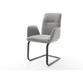 DELIFE Freischwinger Vinja-Flex Strukturstoff Soft Grau Freischwinger flach Schwarz