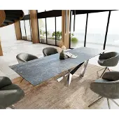 DELIFE Esstisch Edge 200-300x100 Keramik LaminamNero Greco Anthrazit Spider Flachstahl Edelstahl ausziehbar