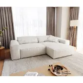 DELIFE Ecksofa Sirpio XL 270x170 cm Bouclé Creme-Weiß Recamiere variabel