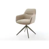 DELIFE Drehstuhl Pejo-Flex Materialmix Schlamm Kreuzgestell breit Effektfinish Titan 360° drehbar Taschenfederkern