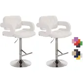 CLP 2er Set Barhocker Dublin Kunstleder Mit Armlehne I Drehbarer Thekenhocker Mit Fußablage I Höhenverstellbarer Barstuhl, Farbe: weiß