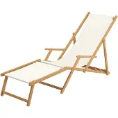 Erst-Holz Sonnenliege weiß Liegestuhl klappbare Gartenliege Deckchair Strandstuhl Gartenmöbel Holz 10-303NF